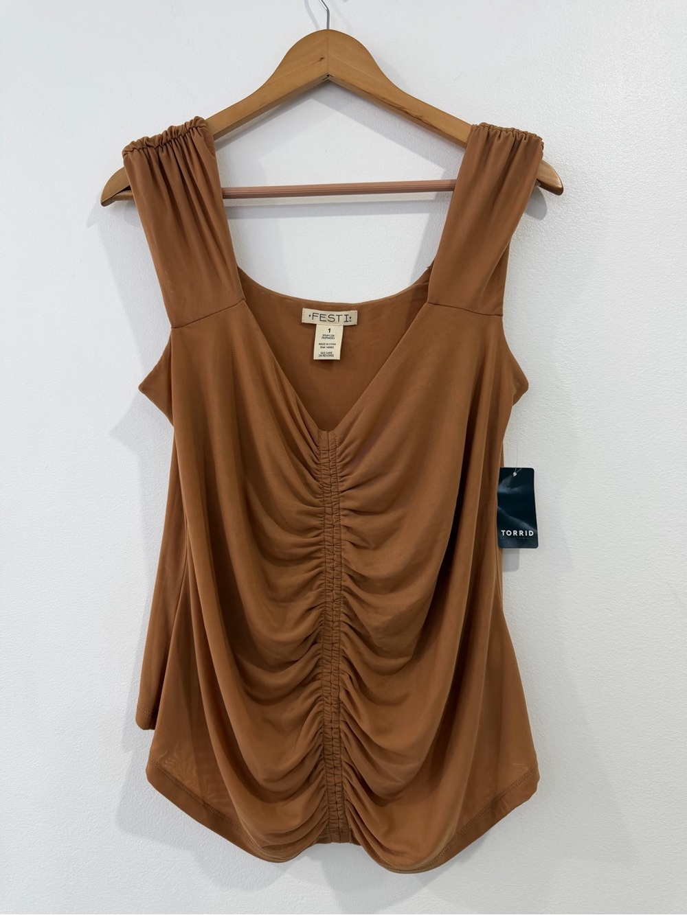 New Torrid Festi Mesh Ruched Top 1X